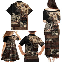 Vaiaso o le Gagana Samoa Family Matching Puletasi and Hawaiian Shirt Siapo Motif Black LT7 - Polynesian Pride