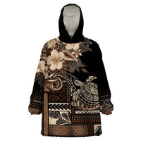 Vaiaso o le Gagana Samoa Wearable Blanket Hoodie Siapo Motif Black LT7 One Size Black - Polynesian Pride
