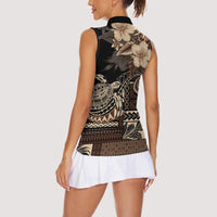 Vaiaso o le Gagana Samoa Women Sleeveless Polo Shirt Siapo Motif Black LT7 - Polynesian Pride