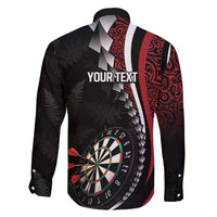 Personalized New Zealand Darts Family Matching Off Shoulder Short Dress and Hawaiian Shirt Kowhaiwhai Whero Koiri - Manaia LT7 - Polynesian Pride