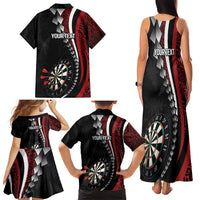 Personalized New Zealand Darts Family Matching Tank Maxi Dress and Hawaiian Shirt Kowhaiwhai Whero Koiri - Manaia LT7 - Polynesian Pride
