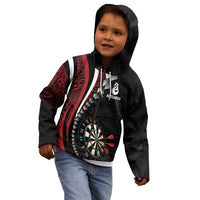 Personalized New Zealand Darts Kid Hoodie Kowhaiwhai Whero Koiri - Manaia LT7 - Polynesian Pride