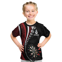 Personalized New Zealand Darts Kid T Shirt Kowhaiwhai Whero Koiri - Manaia LT7 Red - Polynesian Pride