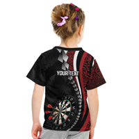 Personalized New Zealand Darts Kid T Shirt Kowhaiwhai Whero Koiri - Manaia LT7 - Polynesian Pride