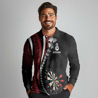Personalized New Zealand Darts Long Sleeve Polo Shirt Kowhaiwhai Whero Koiri - Manaia LT7 - Polynesian Pride