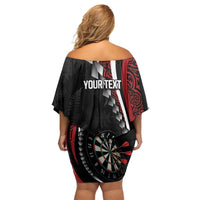 Personalized New Zealand Darts Off Shoulder Short Dress Kowhaiwhai Whero Koiri - Manaia LT7 - Polynesian Pride