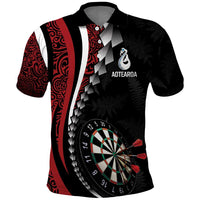 Personalized New Zealand Darts Polo Shirt Kowhaiwhai Whero Koiri - Manaia LT7 Red - Polynesian Pride
