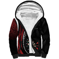 Personalized New Zealand Darts Sherpa Hoodie Kowhaiwhai Whero Koiri - Manaia LT7 Unisex Red - Polynesian Pride