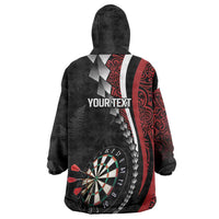 Personalized New Zealand Darts Wearable Blanket Hoodie Kowhaiwhai Whero Koiri - Manaia LT7 - Polynesian Pride
