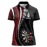 Personalized New Zealand Darts Women Polo Shirt Kowhaiwhai Whero Koiri - Manaia LT7 Female Red - Polynesian Pride