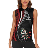 Personalized New Zealand Darts Women Sleeveless Polo Shirt Kowhaiwhai Whero Koiri - Manaia LT7 - Polynesian Pride