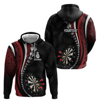 Personalized New Zealand Darts Zip Hoodie Kowhaiwhai Whero Koiri - Manaia LT7 - Polynesian Pride