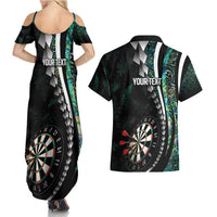 Personalized New Zealand Darts Couples Matching Summer Maxi Dress and Hawaiian Shirt Paua Shell Koiri - Manaia LT7 - Polynesian Pride