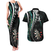 Personalized New Zealand Darts Couples Matching Tank Maxi Dress and Hawaiian Shirt Paua Shell Koiri - Manaia LT7 Green - Polynesian Pride