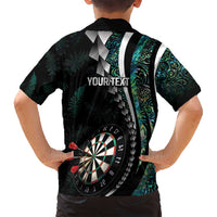 Personalized New Zealand Darts Family Matching Long Sleeve Bodycon Dress and Hawaiian Shirt Paua Shell Koiri - Manaia LT7 - Polynesian Pride