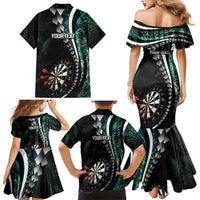 Personalized New Zealand Darts Family Matching Mermaid Dress and Hawaiian Shirt Paua Shell Koiri - Manaia LT7 - Polynesian Pride