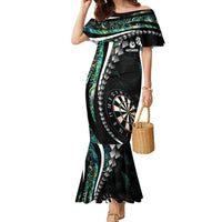 Personalized New Zealand Darts Family Matching Mermaid Dress and Hawaiian Shirt Paua Shell Koiri - Manaia LT7 Mom's Dress Green - Polynesian Pride
