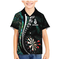 Personalized New Zealand Darts Family Matching Mermaid Dress and Hawaiian Shirt Paua Shell Koiri - Manaia LT7 Son's Shirt Green - Polynesian Pride