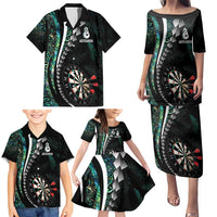 Personalized New Zealand Darts Family Matching Puletasi and Hawaiian Shirt Paua Shell Koiri - Manaia LT7 - Polynesian Pride