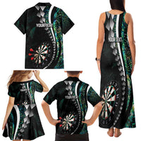 Personalized New Zealand Darts Family Matching Tank Maxi Dress and Hawaiian Shirt Paua Shell Koiri - Manaia LT7 - Polynesian Pride