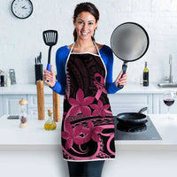 Aotearoa Maori Apron Pink Fern Ribbons on Black - Polynesian Pride