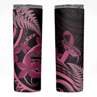 Aotearoa Maori Skinny Tumbler Pink Fern Ribbons on Black LT7 Black - Polynesian Pride