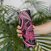 Aotearoa Maori Skinny Tumbler Pink Fern Ribbons on Black LT7 - Polynesian Pride