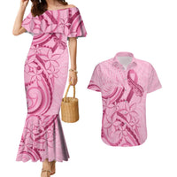 Aotearoa Maori Couples Matching Mermaid Dress and Hawaiian Shirt Pink Fern Ribbons LT7 Pink - Polynesian Pride