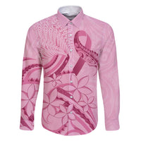 Aotearoa Maori Family Matching Short Sleeve Bodycon Dress and Hawaiian Shirt Pink Fern Ribbons LT7 Dad's Shirt - Long Sleeve Pink - Polynesian Pride