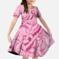 Aotearoa Maori Family Matching Summer Maxi Dress and Hawaiian Shirt Pink Fern Ribbons LT7 Daughter's Dress Pink - Polynesian Pride