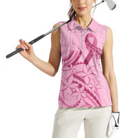 Aotearoa Maori Women Sleeveless Polo Shirt Pink Fern Ribbons LT7 - Polynesian Pride