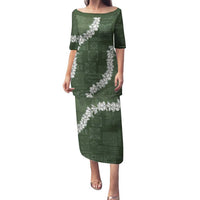 Hawaii Aloha Family Matching Puletasi and Hawaiian Shirt Sage Quilt Patch Work Mix Plumeria Lei LT7 Mom's Dress Sage - Polynesian Pride
