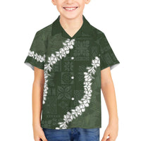 Hawaii Aloha Family Matching Puletasi and Hawaiian Shirt Sage Quilt Patch Work Mix Plumeria Lei LT7 Son's Shirt Sage - Polynesian Pride