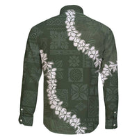 Hawaii Aloha Family Matching Short Sleeve Bodycon Dress and Hawaiian Shirt Sage Quilt Patch Work Mix Plumeria Lei LT7 - Polynesian Pride