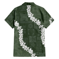Hawaii Aloha Family Matching Summer Maxi Dress and Hawaiian Shirt Sage Quilt Patch Work Mix Plumeria Lei LT7 - Polynesian Pride