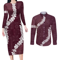 Hawaii Aloha Couples Matching Long Sleeve Bodycon Dress and Long Sleeve Button Shirt Champange Quilt Patch Work Mix Plumeria Lei LT7 Champange - Polynesian Pride