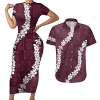 Hawaii Aloha Couples Matching Short Sleeve Bodycon Dress and Hawaiian Shirt Champange Quilt Patch Work Mix Plumeria Lei LT7 Champange - Polynesian Pride