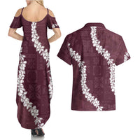 Hawaii Aloha Couples Matching Summer Maxi Dress and Hawaiian Shirt Champange Quilt Patch Work Mix Plumeria Lei LT7 - Polynesian Pride