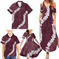 Hawaii Aloha Family Matching Summer Maxi Dress and Hawaiian Shirt Champange Quilt Patch Work Mix Plumeria Lei LT7 - Polynesian Pride