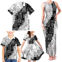 Hawaii Aloha Family Matching Tank Maxi Dress and Hawaiian Shirt White Quilt Patch Work Mix Plumeria Lei LT7 - Polynesian Pride