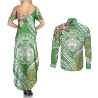 Aloha Molokai Island Couples Matching Summer Maxi Dress and Long Sleeve Button Shirt Hawaii Pua Kukui LT7 - Polynesian Pride