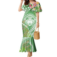 Aloha Molokai Island Family Matching Mermaid Dress and Hawaiian Shirt Hawaii Pua Kukui LT7 Mom's Dress Green - Polynesian Pride