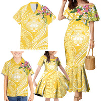Aloha Hawaii Oahu Family Matching Mermaid Dress and Hawaiian Shirt Wahine with Ilima Lei LT7 - Polynesian Pride