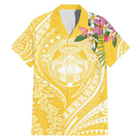 Aloha Hawaii Oahu Family Matching Mermaid Dress and Hawaiian Shirt Wahine with Ilima Lei LT7 Dad's Shirt - Short Sleeve Yellow - Polynesian Pride