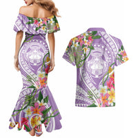Aloha Hawaii Kauai Couples Matching Mermaid Dress and Hawaiian Shirt Frangipani Mix Mokihana Lei LT7 - Polynesian Pride