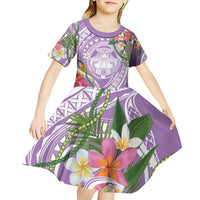 Aloha Hawaii Kauai Kid Short Sleeve Dress Frangipani Mix Mokihana Lei LT7 - Polynesian Pride