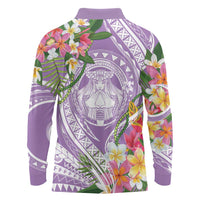 Aloha Hawaii Kauai Long Sleeve Polo Shirt Frangipani Mix Mokihana Lei LT7 - Polynesian Pride