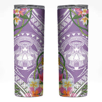 Aloha Hawaii Kauai Skinny Tumbler Frangipani Mix Mokihana Lei LT7 Purple - Polynesian Pride