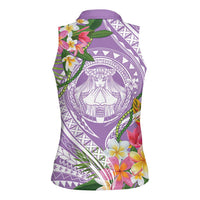 Aloha Hawaii Kauai Women Sleeveless Polo Shirt Frangipani Mix Mokihana Lei LT7 - Polynesian Pride