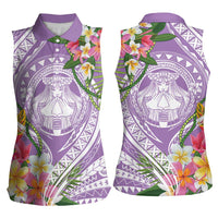 Aloha Hawaii Kauai Women Sleeveless Polo Shirt Frangipani Mix Mokihana Lei LT7 - Polynesian Pride